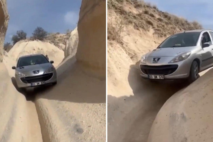 Navigasyon yanlış yönlendirdi, peribacalarının arasında ilerledi