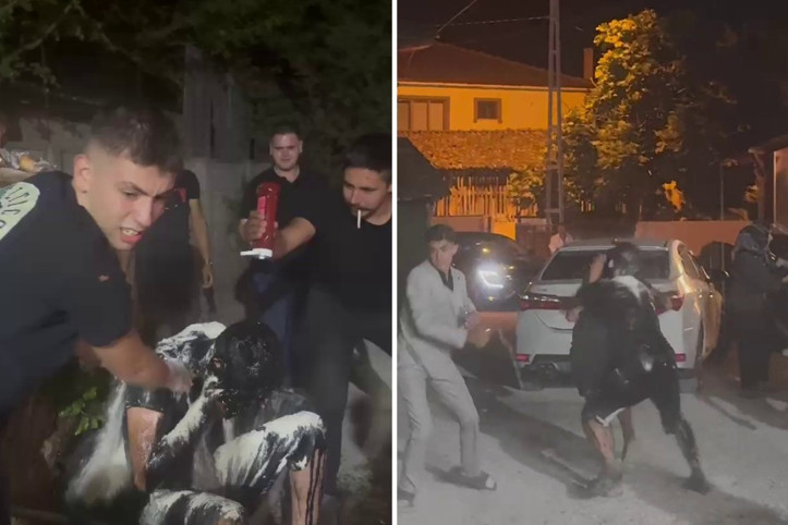 Ellerine geçen her şeyi damadın üzerine döktüler: Motor yağı dahil