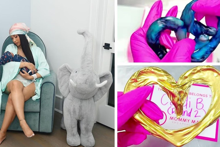 Bebeğinin göbek bağını altınla kaplattı, hayranları ikiye bölündü