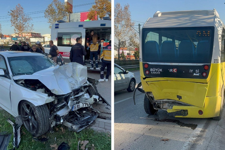 Sürücülerinin yarıştığı iki araç, belediye otobüsüyle çarpıştı: 14 yaralı