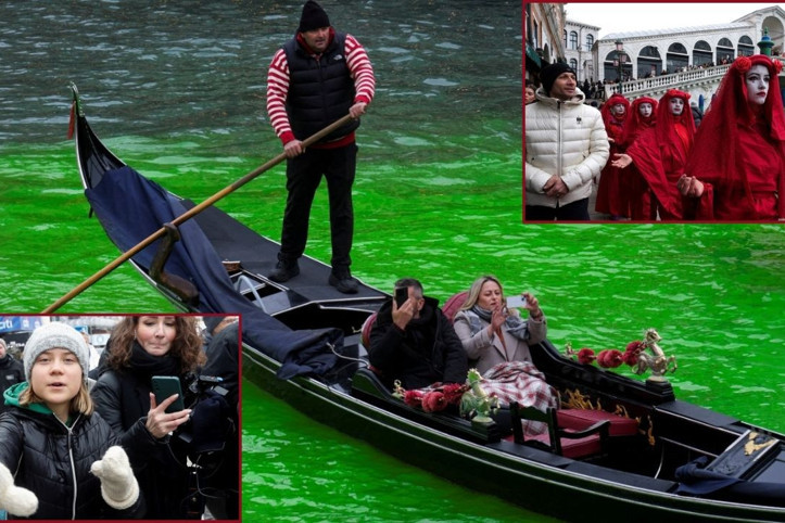 Venedik'i yeşile boyadılar: Greta'nın kente girişi yasaklandı