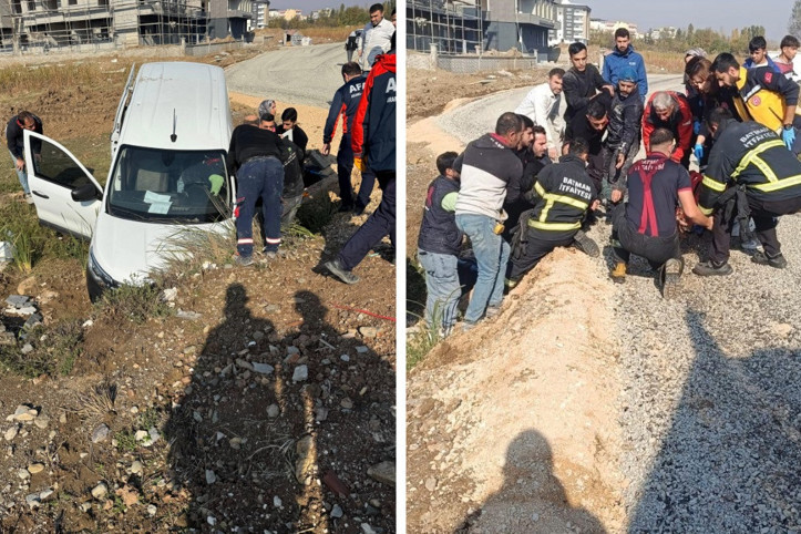 Otomobil su kanalına düştü: Sürücü yaralı kurtuldu