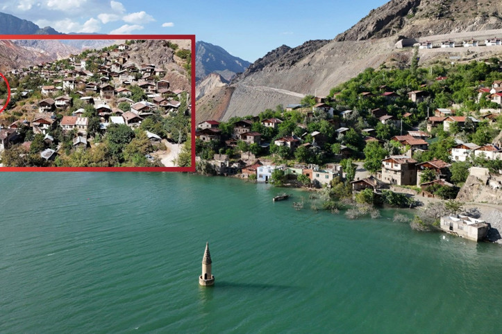 Baraj altında kalan cami yıllar sonra ortaya çıktı! İçine kanoyla girdi