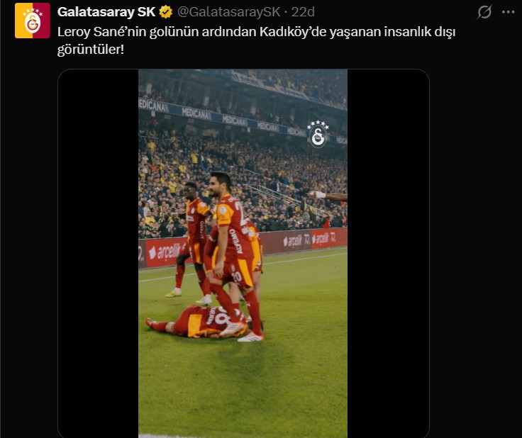 Galatasaray'dan Riva sonrası olay paylaşımlar: "Kadıköy’de insanlık dışı görüntüler!" - Resim : 1