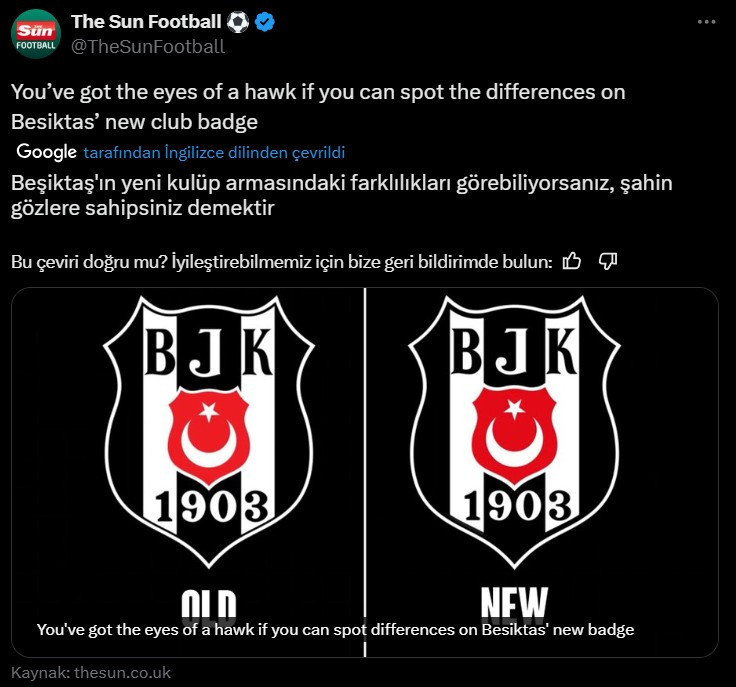 Logo değişimi İngiliz medyasını salladı: The Sun ile Beşiktaş arasında 'amblem' kavgası - Resim : 1