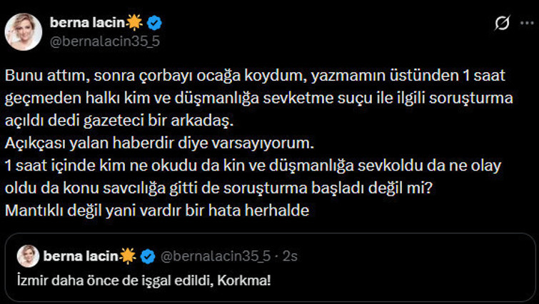 Berna Laçin'in İzmir paylaşımına soruşturma açıldı - Resim : 5