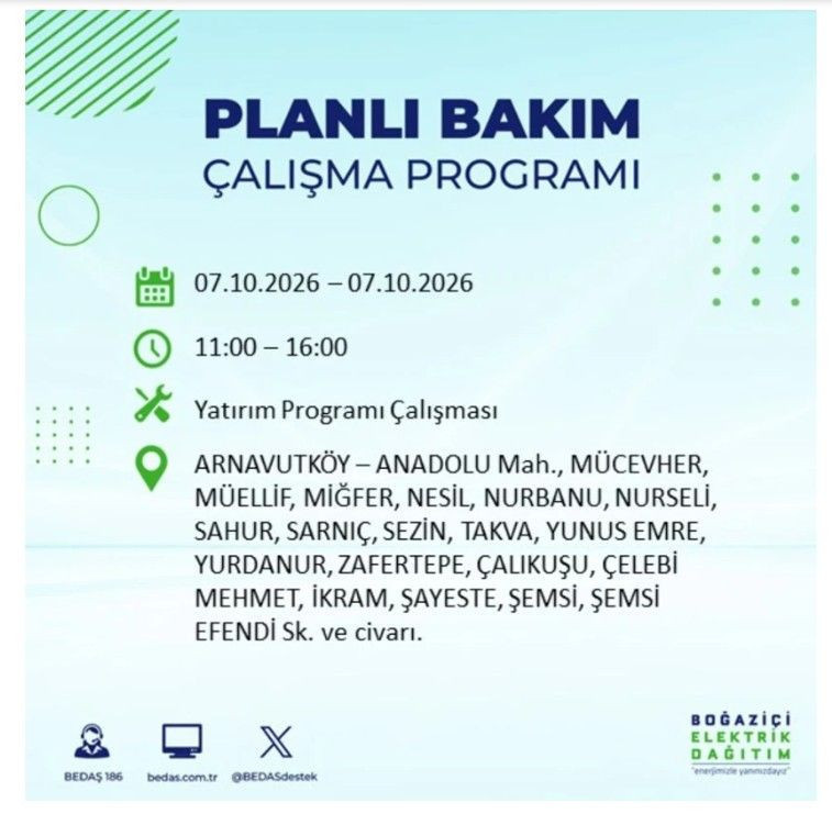 İstanbul’un 25 ilçesi bugün karanlığa gömülecek. İlçe ilçe saat saat duyuruldu - Resim: 8