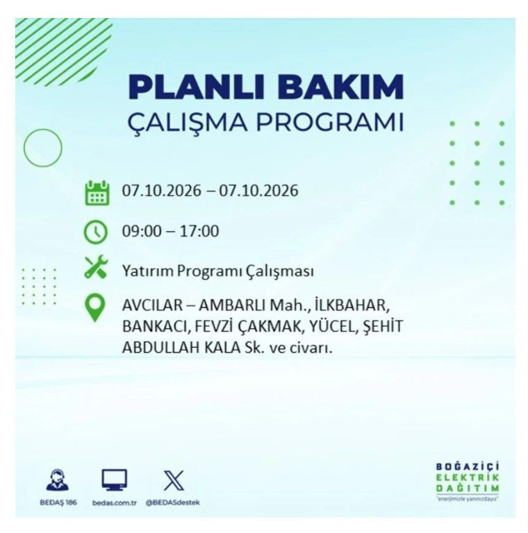İstanbul’un 25 ilçesi bugün karanlığa gömülecek. İlçe ilçe saat saat duyuruldu - Resim: 13