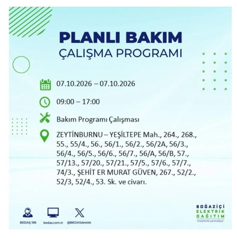 İstanbul’un 25 ilçesi bugün karanlığa gömülecek. İlçe ilçe saat saat duyuruldu - Resim: 57