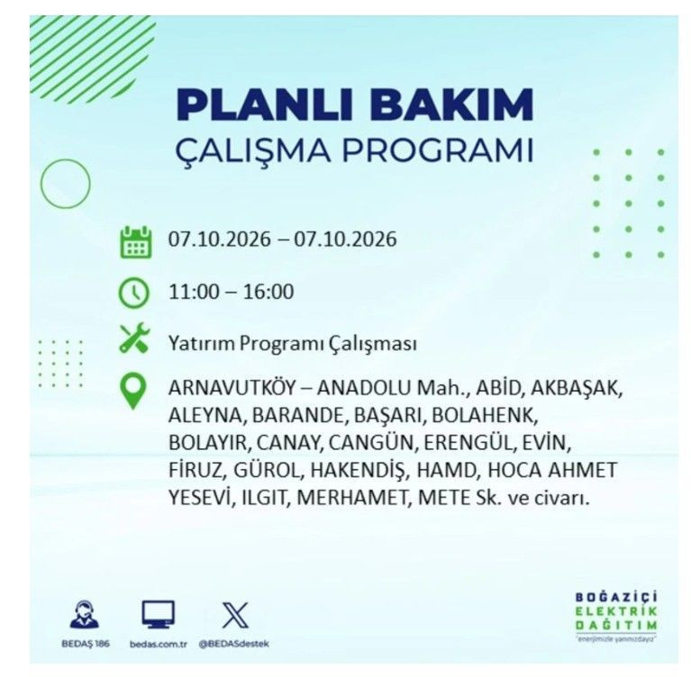 İstanbul’un 25 ilçesi bugün karanlığa gömülecek. İlçe ilçe saat saat duyuruldu - Resim: 7