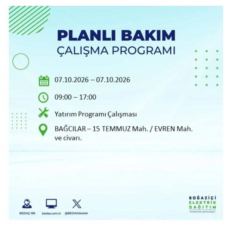 İstanbul’un 25 ilçesi bugün karanlığa gömülecek. İlçe ilçe saat saat duyuruldu - Resim: 15