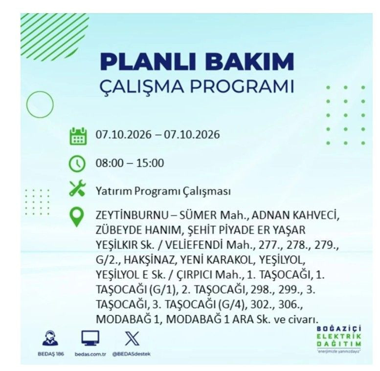 İstanbul’un 25 ilçesi bugün karanlığa gömülecek. İlçe ilçe saat saat duyuruldu - Resim: 59