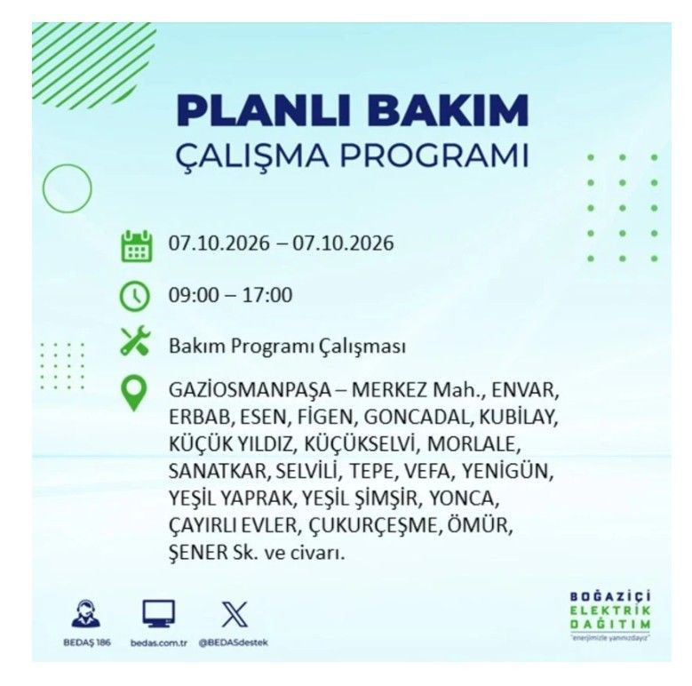 İstanbul’un 25 ilçesi bugün karanlığa gömülecek. İlçe ilçe saat saat duyuruldu - Resim: 42