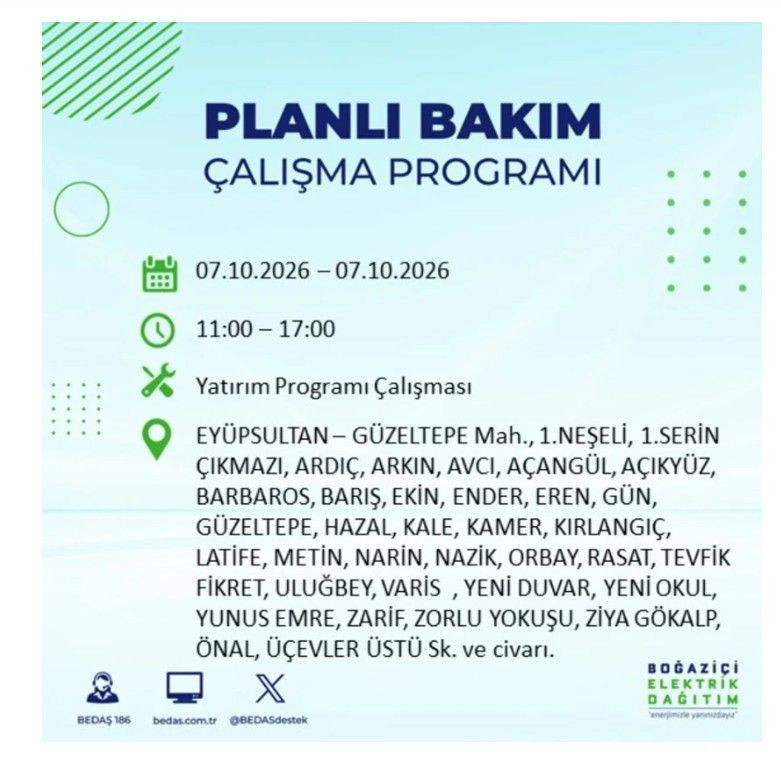 İstanbul’un 25 ilçesi bugün karanlığa gömülecek. İlçe ilçe saat saat duyuruldu - Resim: 37