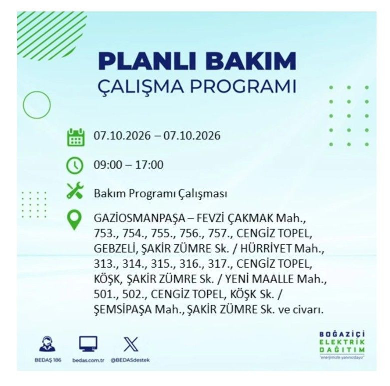 İstanbul’un 25 ilçesi bugün karanlığa gömülecek. İlçe ilçe saat saat duyuruldu - Resim: 45