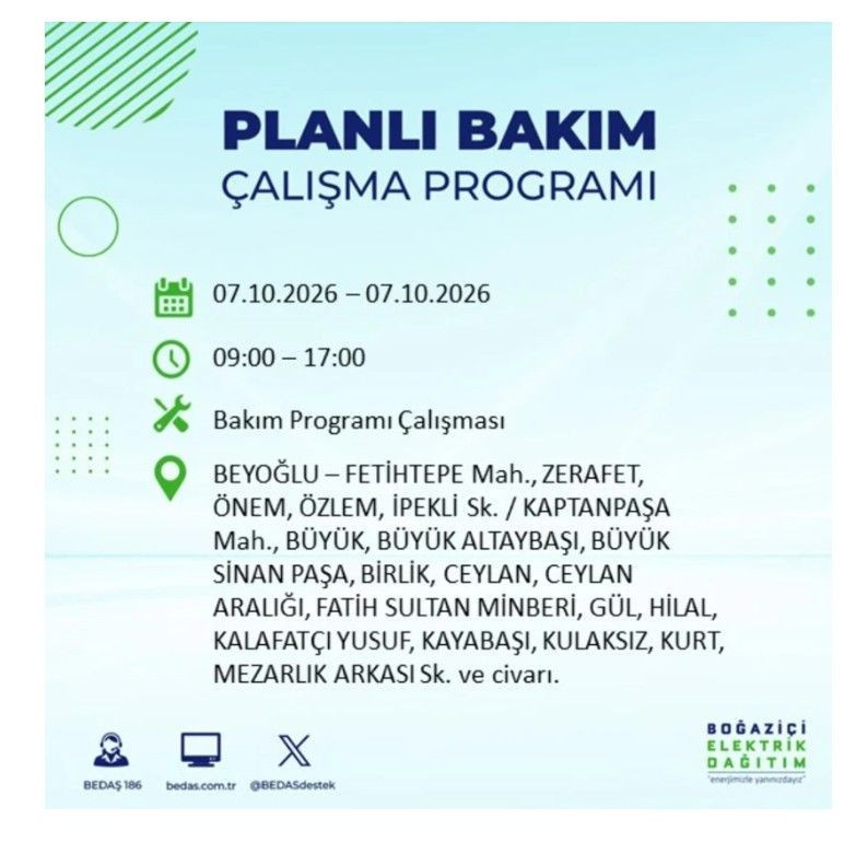 İstanbul’un 25 ilçesi bugün karanlığa gömülecek. İlçe ilçe saat saat duyuruldu - Resim: 21