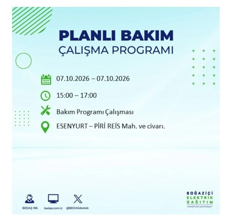 İstanbul’un 25 ilçesi bugün karanlığa gömülecek. İlçe ilçe saat saat duyuruldu - Resim: 31
