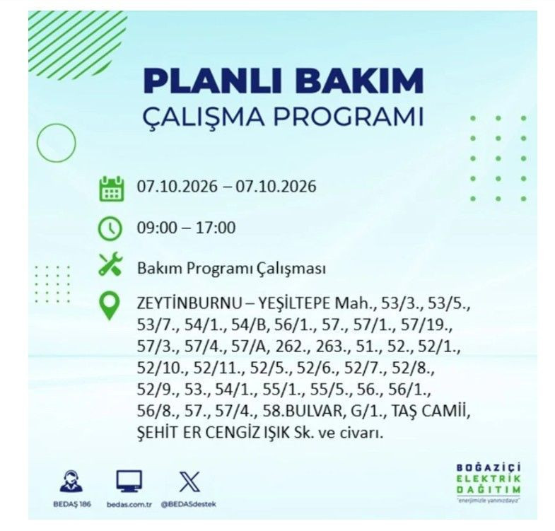 İstanbul’un 25 ilçesi bugün karanlığa gömülecek. İlçe ilçe saat saat duyuruldu - Resim: 60