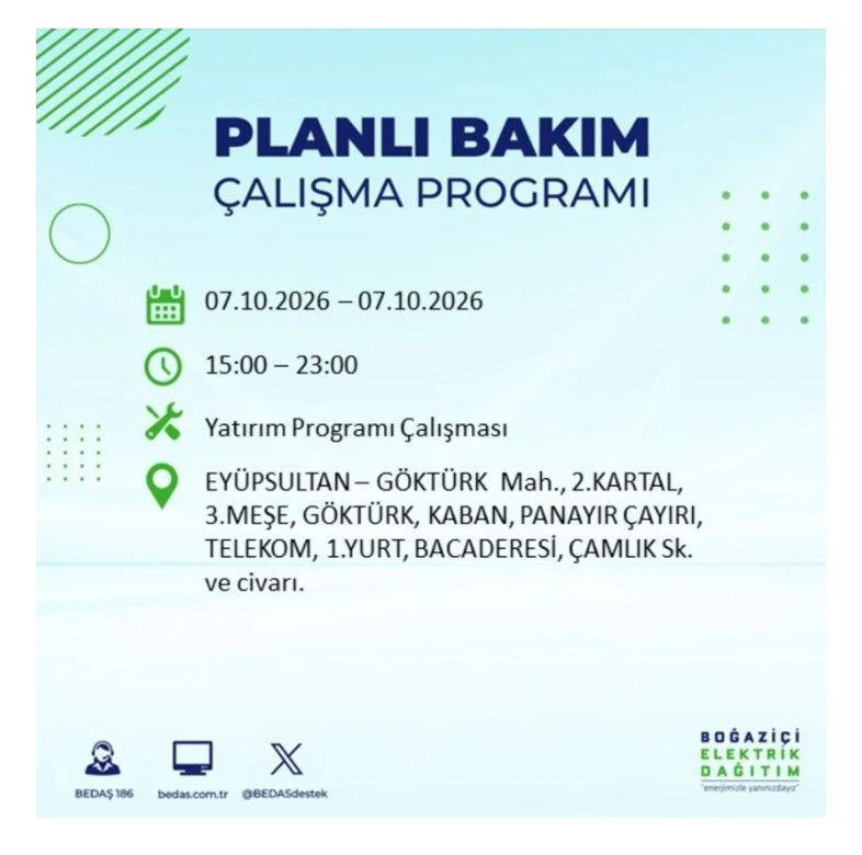 İstanbul’un 25 ilçesi bugün karanlığa gömülecek. İlçe ilçe saat saat duyuruldu - Resim: 40