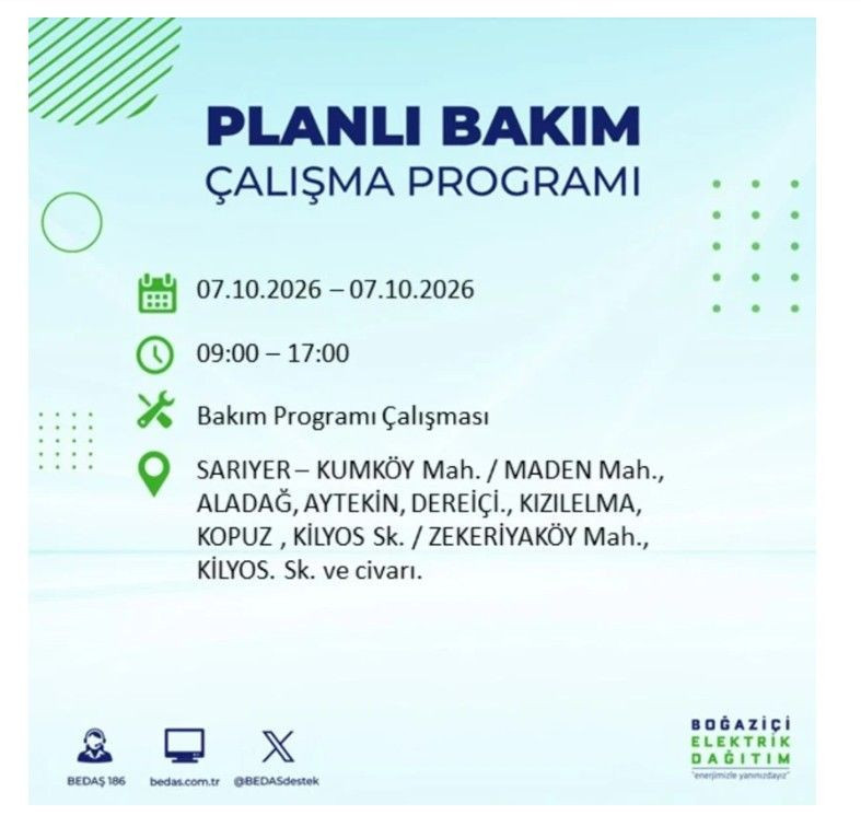 İstanbul’un 25 ilçesi bugün karanlığa gömülecek. İlçe ilçe saat saat duyuruldu - Resim: 51