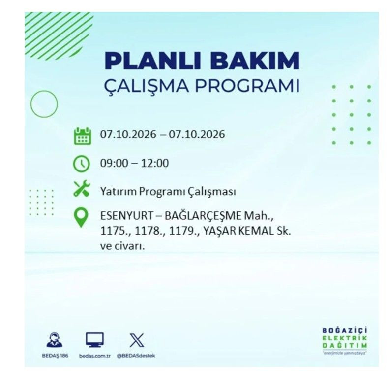 İstanbul’un 25 ilçesi bugün karanlığa gömülecek. İlçe ilçe saat saat duyuruldu - Resim: 35