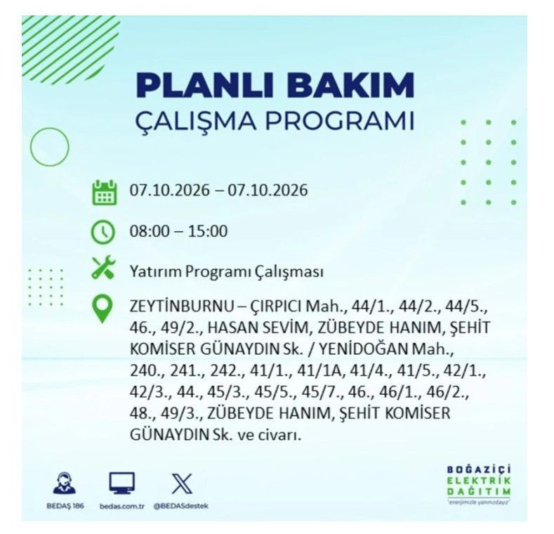 İstanbul’un 25 ilçesi bugün karanlığa gömülecek. İlçe ilçe saat saat duyuruldu - Resim: 61