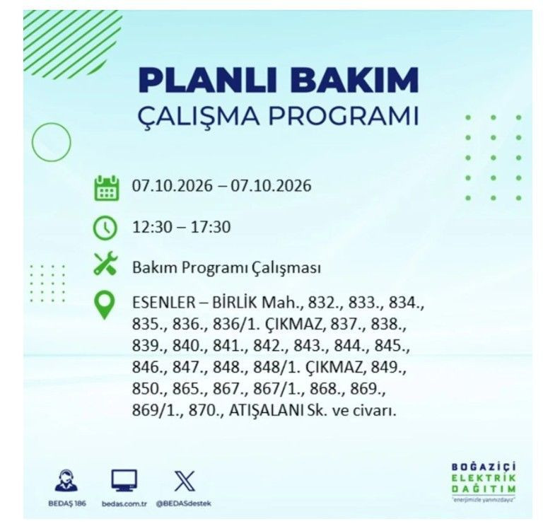 İstanbul’un 25 ilçesi bugün karanlığa gömülecek. İlçe ilçe saat saat duyuruldu - Resim: 28