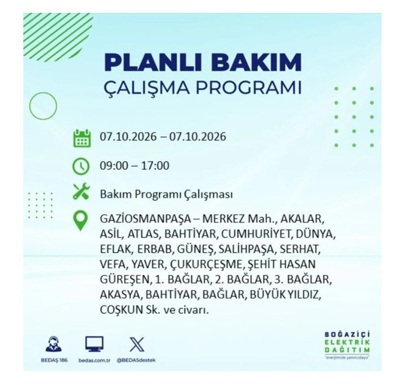 İstanbul’un 25 ilçesi bugün karanlığa gömülecek. İlçe ilçe saat saat duyuruldu - Resim: 44
