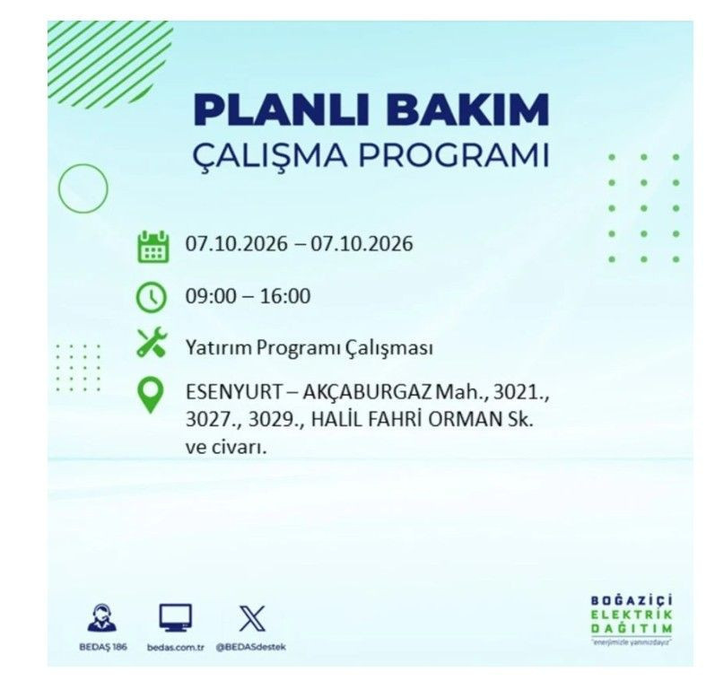 İstanbul’un 25 ilçesi bugün karanlığa gömülecek. İlçe ilçe saat saat duyuruldu - Resim: 33