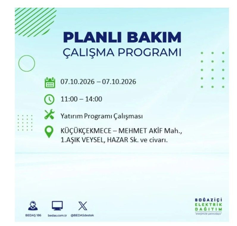 İstanbul’un 25 ilçesi bugün karanlığa gömülecek. İlçe ilçe saat saat duyuruldu - Resim: 50