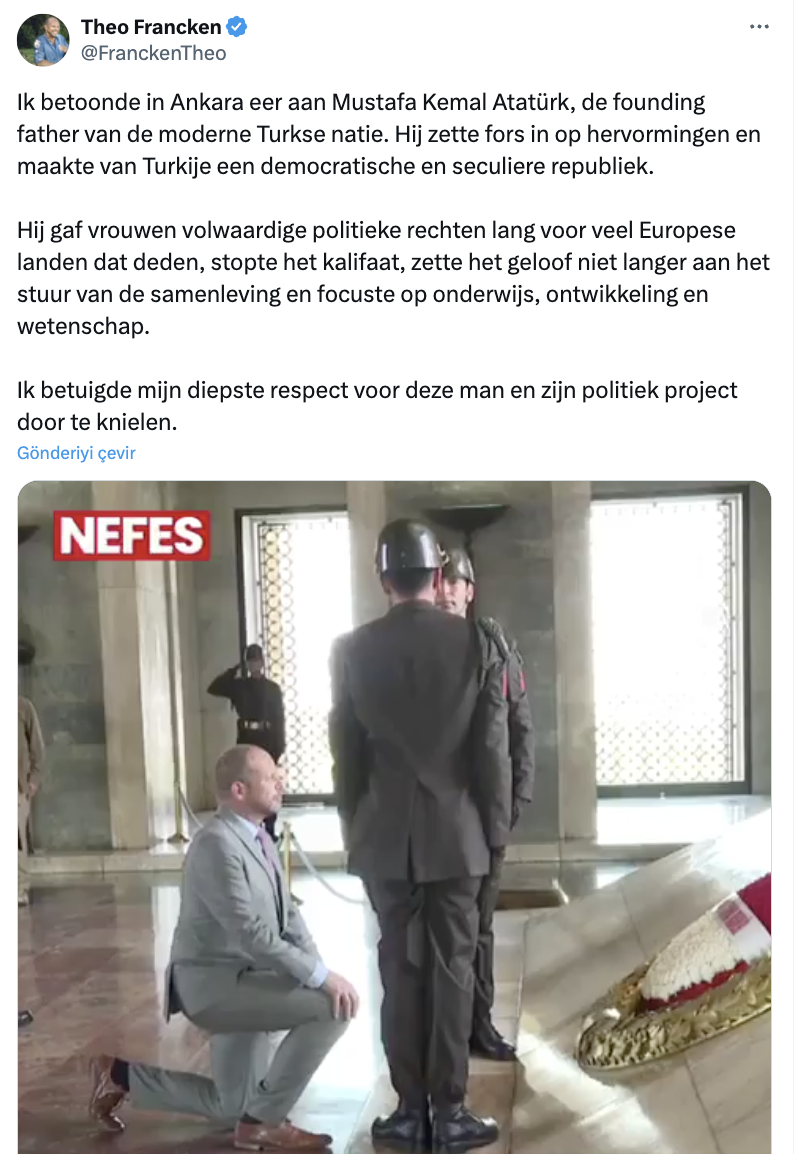 Atatürk mozolesi önünde diz çökmüştü: Özel'den Belçikalı Bakan'a mektup - Resim : 1