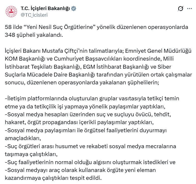Yeni nesil su&ccedil; &ouml;rg&uuml;tlerine operasyon. 348 ş&uuml;pheli yakalandı - Resim : 1