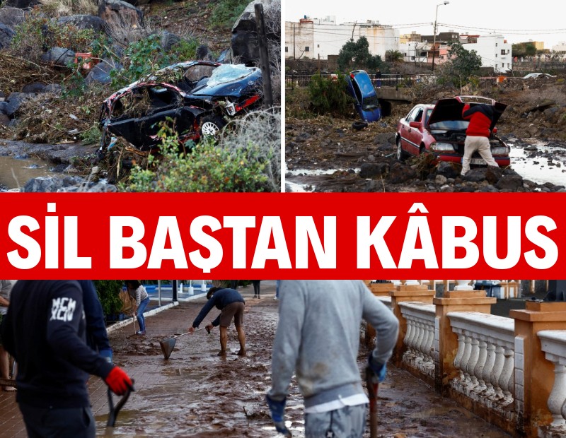 Sil baştan kâbus: İspanya'da araçlar selde sürüklendi