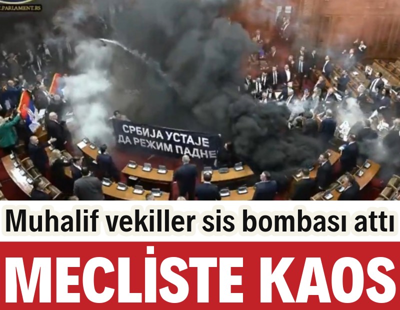 Sırbistan'da muhalefet meclise sis bombası attı