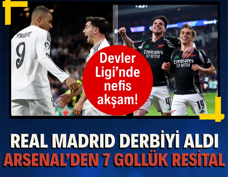 Devler Ligi’nde nefis akşam! Real Madrid derbiyi aldı, Arsenal’den 7 gollük resital