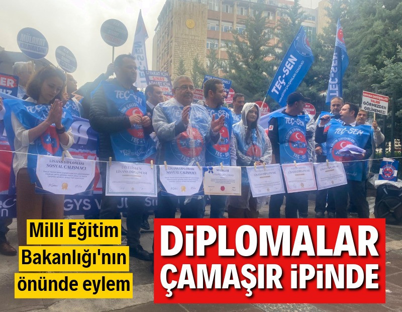 MEB önünde görevde yükselme ve unvan değişikliği sınavı eylemi