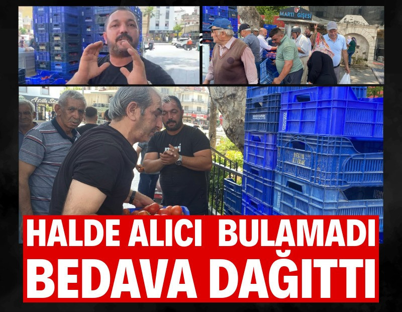 Halde alıcı bulamadığı 4 ton domatesi vatandaşlara ücretsiz dağıttı