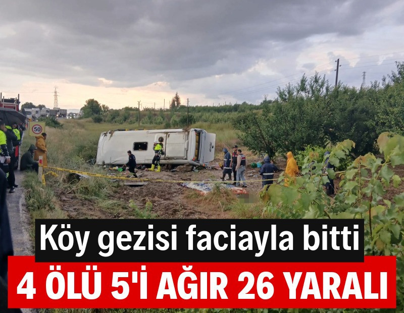 Tur minibüsü şarampole yuvarlandı: 4 ölü, 26 yaralı
