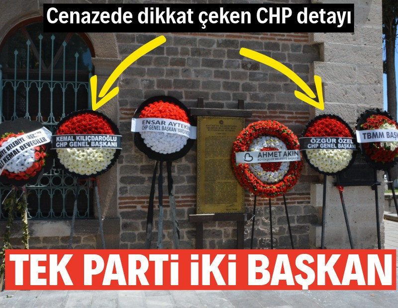 Bir cenaze, tek parti, iki genel başkan çelengi