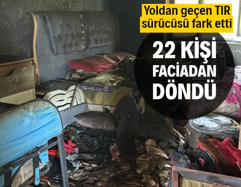 Yoldan geçen TIR sürücüsü fark etti 22 kişilik aile faciadan döndü