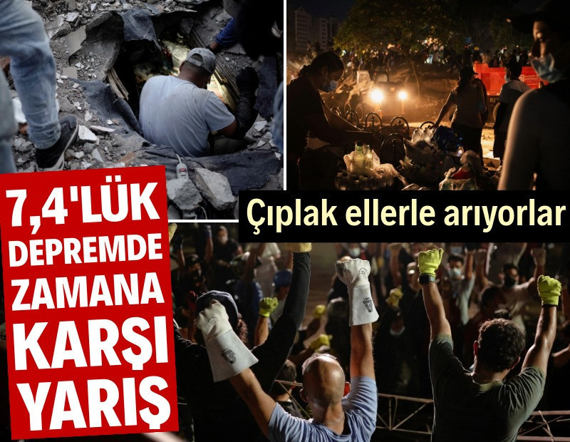 7,4'lük depremde zamana karşı yarış: Çıplak ellerle arıyorlar
