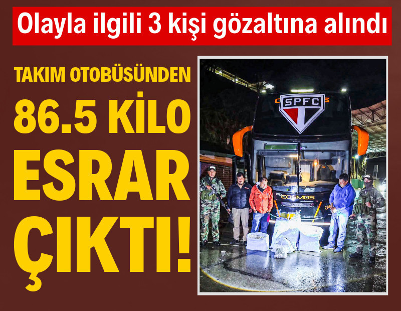 Takım otobüsünden 86.5 kilo esrar çıktı: 3 kişi gözaltına alındı