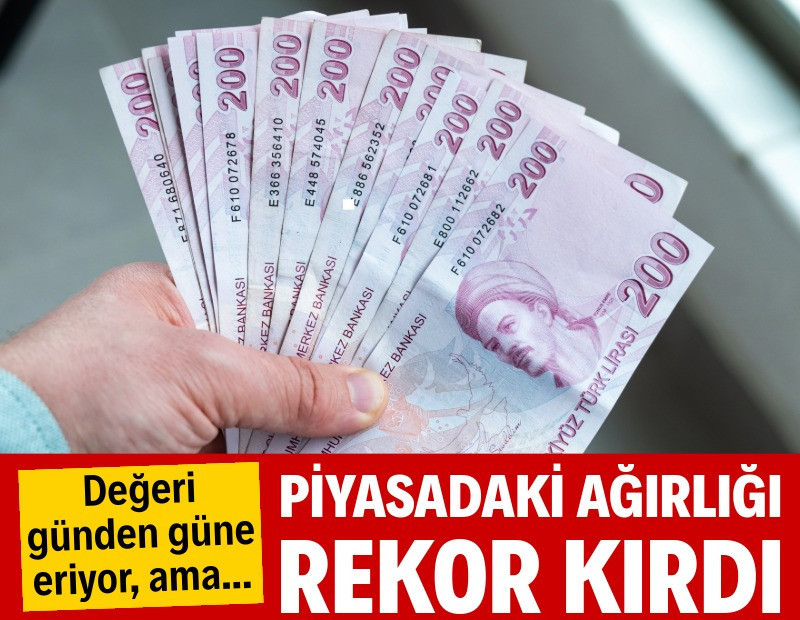 200 TL’nin değeri eridi, piyasadaki ağırlığı rekor kırdı