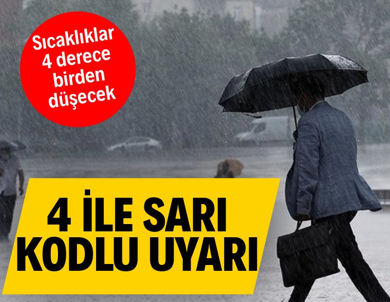 Meteoroloji'den 4 ile sarı kodlu uyarı