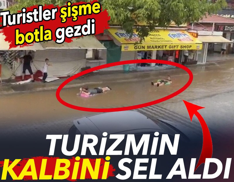 Turizmin kalbini sel aldı. Turistler şişme botla gezdi