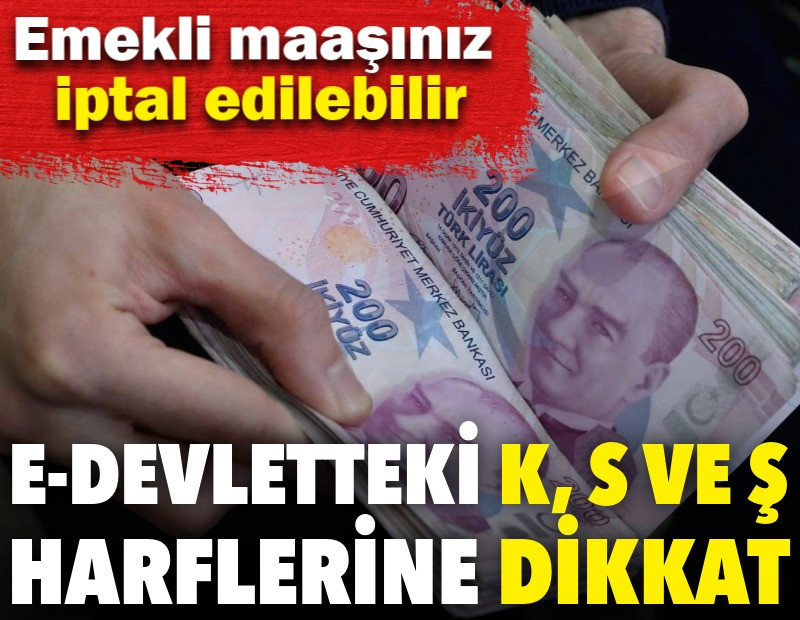 E-Devletteki K,S ve Ş harflerine dikkat. Emekli maaşınız iptal edilebilir