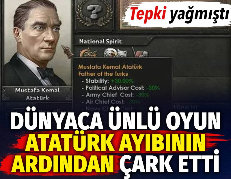 Dünyaca ünlü oyun Atatürk ayıbının ardından çark etti. Tepki yağmıştı