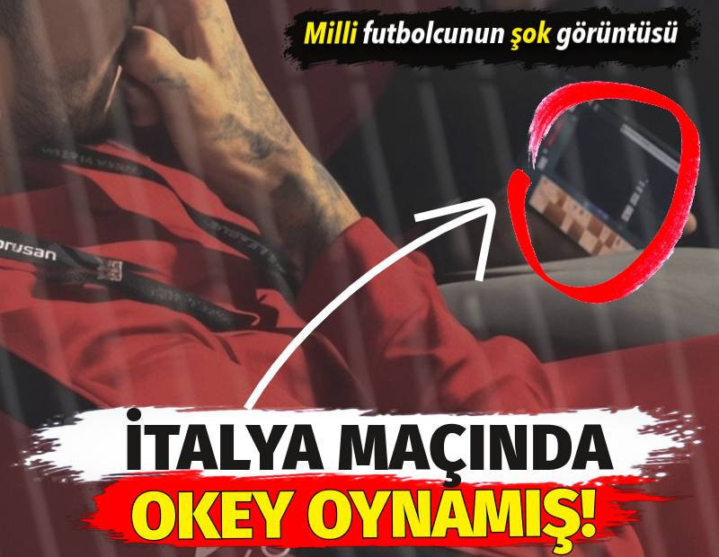 Milli futbolcunun şok görüntüsü. İtalya-Türkiye maçında okey oynamış