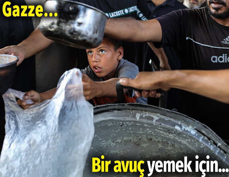 Gazze'de bir avuç yemek için uzanan poşet... İnsanlık utansın