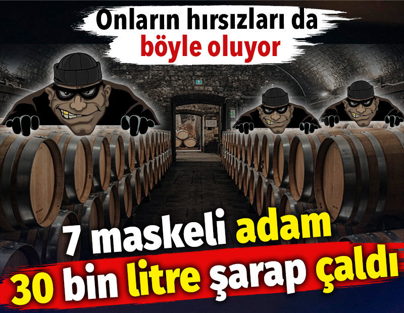 7 maskeli adam 30 bin litre şarap çaldı. Onların hırsızları da böyle oluyor